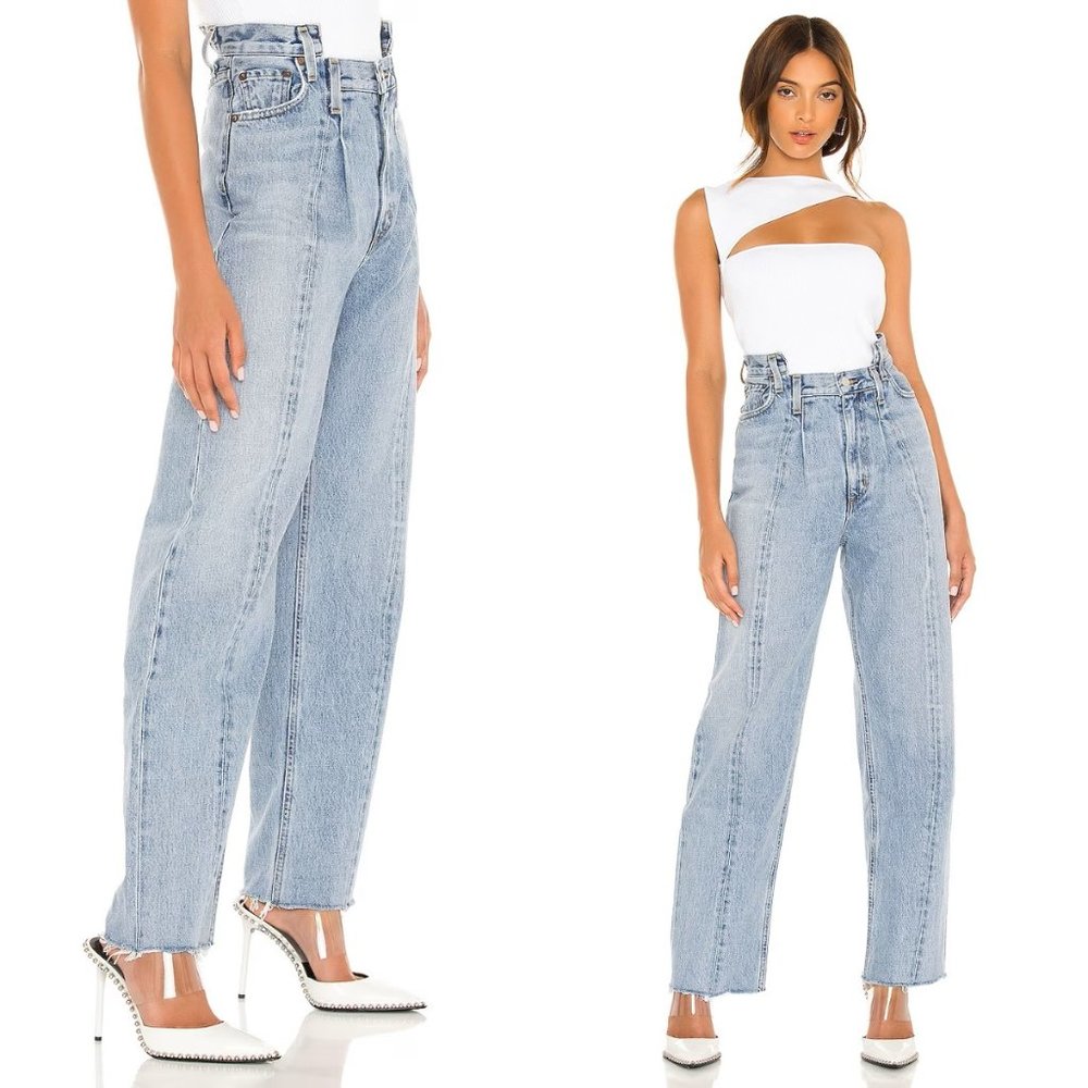 AGOLDE Women's Size 24 Pieced Angled Straight Leg Denim Jeans High Rise Matrix - Picture 4 of 14